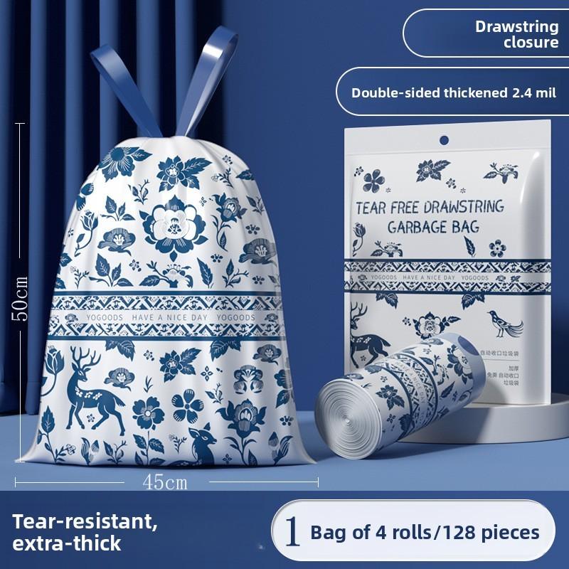 Heavy Duty Drawstring Trash Bags For Household Kitchen Use 128pcs