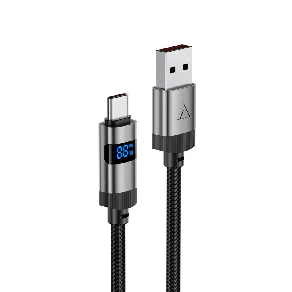 Kabel Acefast C15-04 Usb-A - Usb-C Z Wyświetlaczem 480Mb/S 66W 1.2M - Czarny