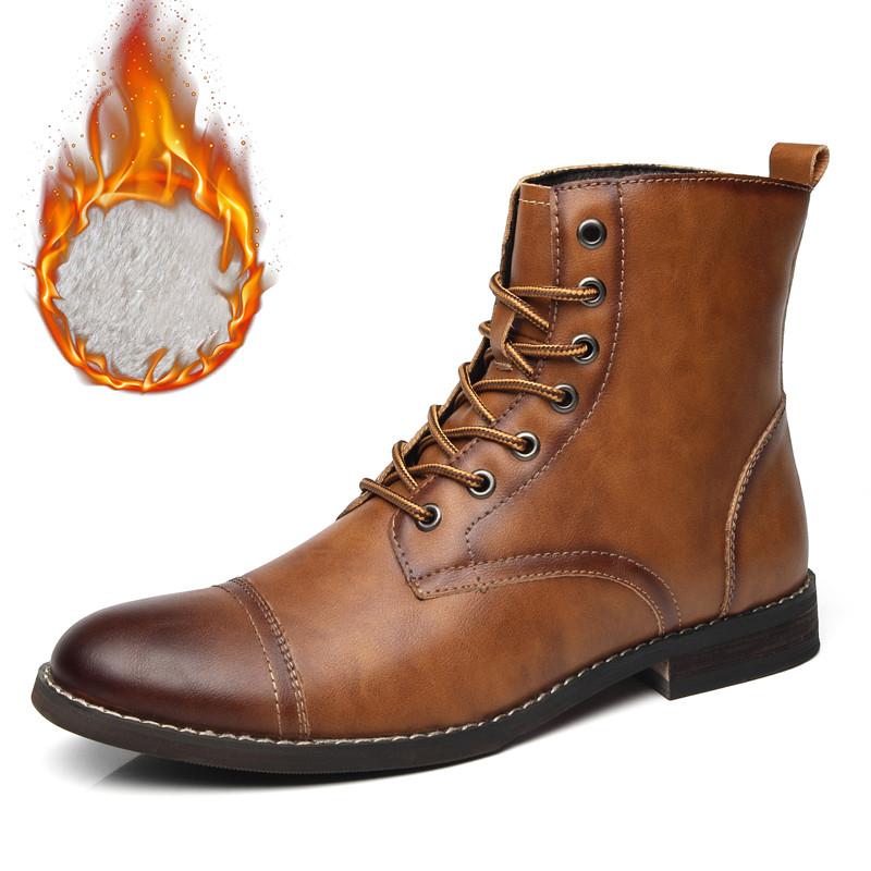 Fashion Fashion Brown Ankle Men's Leather Shoes Dress Boots Formal Shoes Men Autumn Winter Cowboy Boots For Men zapatos hombre vestir