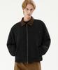 Trillion Corduroy Collar Suede Zip-Up Work Jacket [Black]