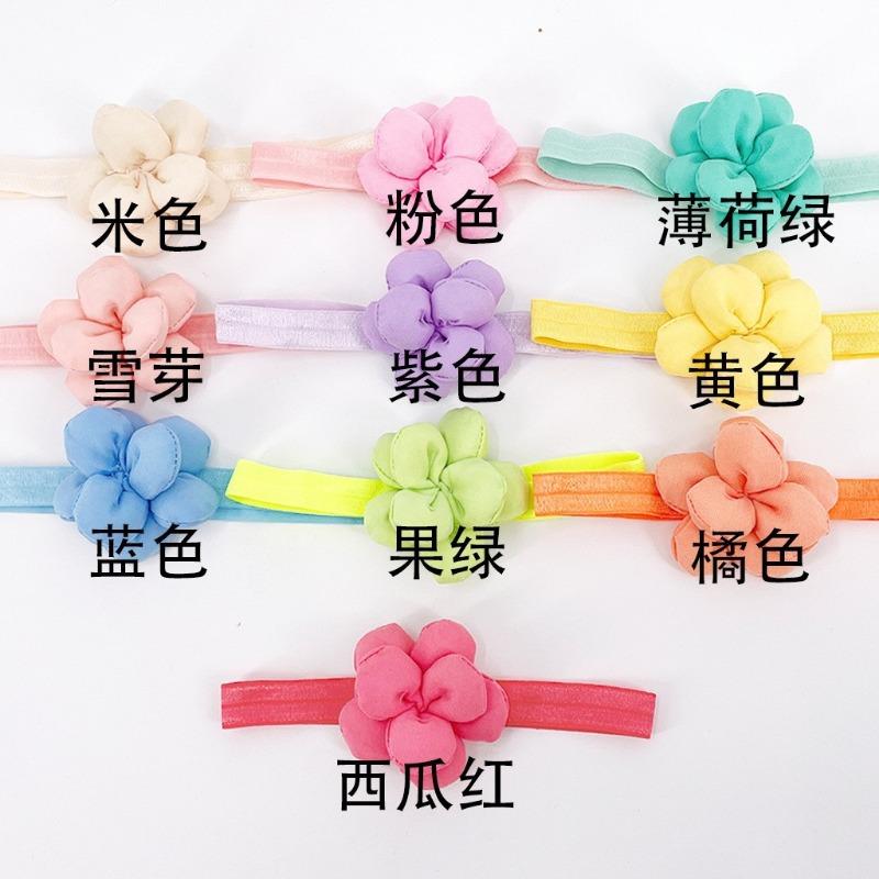 

Летние новые детские однотонные аксессуары для волос, детская конфетно-цветная повязка на голову с цветком, детская эластичная повязка на голову