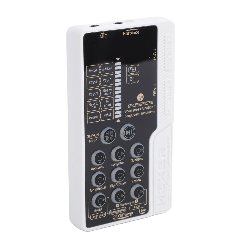 Portable Voice Changer Sound Card Set Handheld with Bluetooth Cool Light 8 Sound Effects Sound Board for Streaming