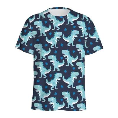 Colorful Dinosaur Pattern T Shirt for Men 3d Printed Cartoon Animal T-shirt Summer Casual Short Sleeves Round Neck Tees