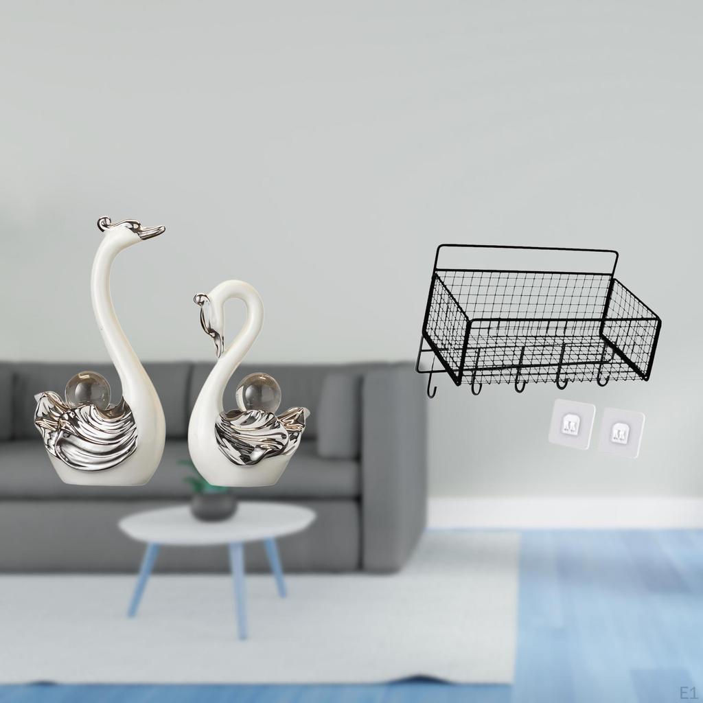 Porcelain Swan Figurine Collection Animal Statue Ornament for Living Room Bedroom Desktop Fireplace