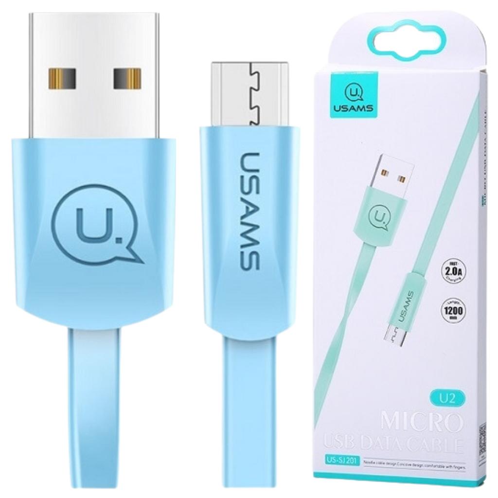 Usams Kabel Płaski U2 Microusb 1,2Mniebieski/Blue Sj201Mic04 (Us-Sj201)
