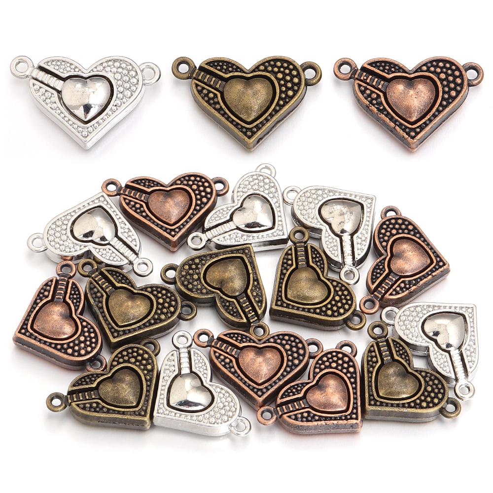 5 pièces Attaches Magnétiques en Alliage en Forme de Cœur 16x25mm Fermoirs Métalliques Exquis Connecteurs Breloques Pour la Fabrication de Bijoux Bracelets DIY Accessoires
