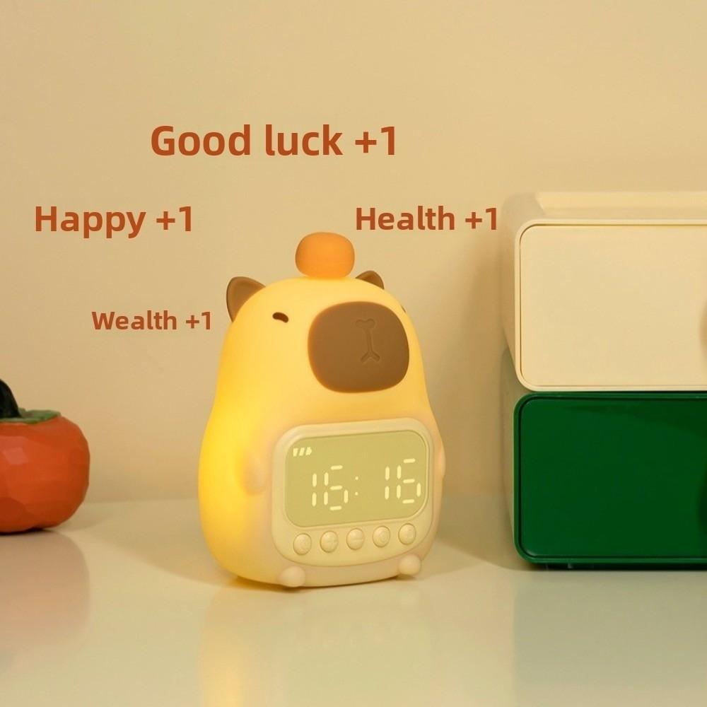 Cartoon Capybara Alarm Clock USB Rechargeable Bedside LED Clock Cute Capybara Night Light  Bedroom