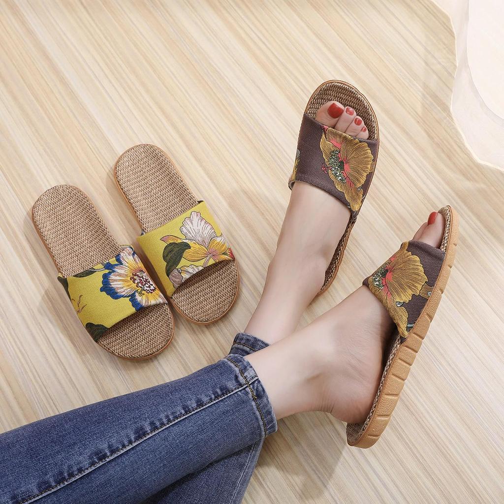 Four Seasons Non-Slip Indoor Linen Sandals for Men & Women - Lightweight Home Slippers for Summer