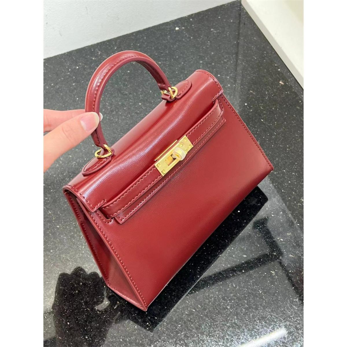 Женская сумка 2024 новая сумка Kelli верхний слой коробка натуральная коровья кожа плечевая сумка-мессенджер высококачественная легкая роскошь высококачественная сумка 19cm