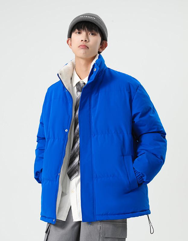 

Специально для хлопковой одежды с набивкой из овечьей шерсти, с флисом и утолщенным воротником-стойкой, модный бренд, повседневная, свободная, для красивого мальчика, хлопок 3XL синий