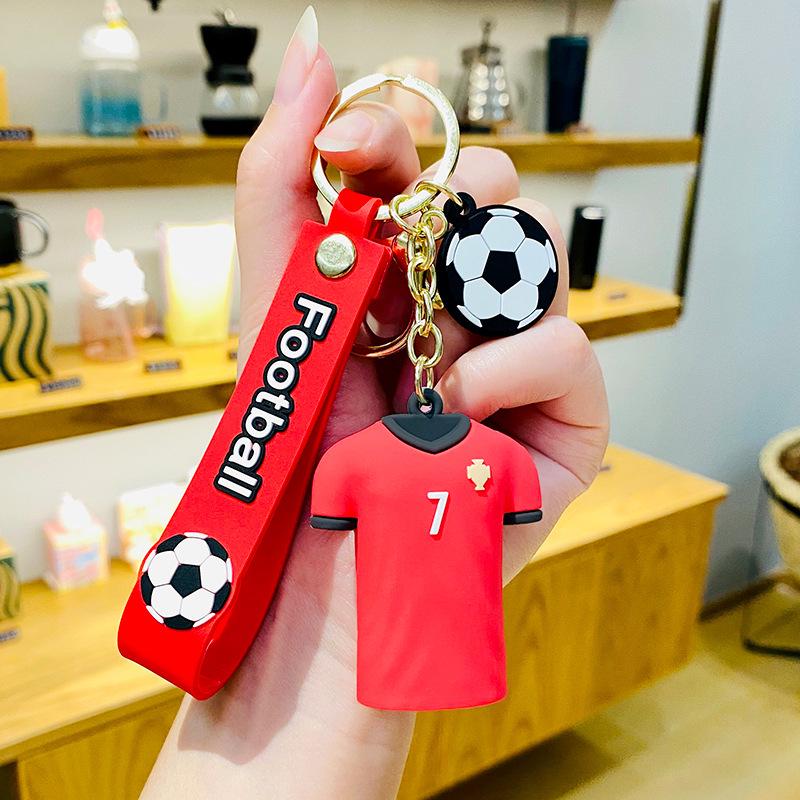 Creative European Cup Football Jersey Keychain Pendant - Trendy Cartoon Design, Perfect As a Couple's Gift or Accessory for Backpacks and Car Keys.