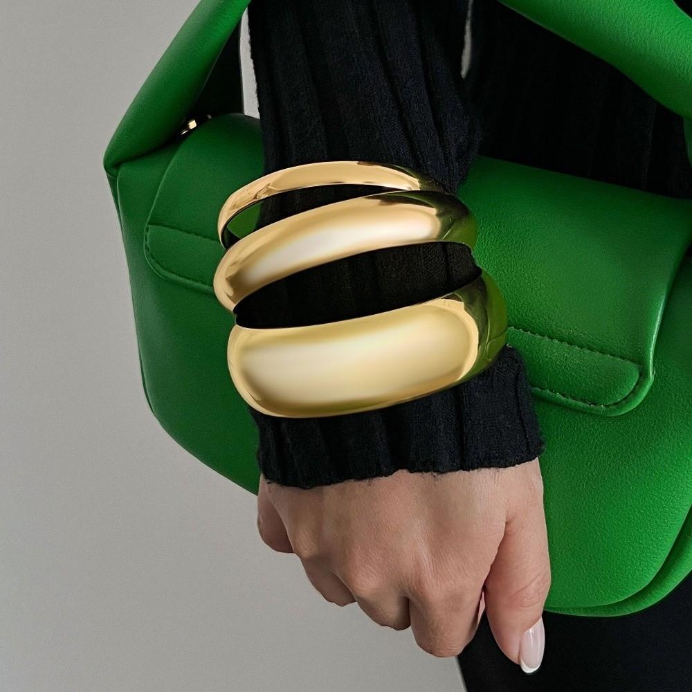 Gold Silver Color Metal Bracelets Set Geometric Wide Stackable Bangles Multilayer Bangles Gifts