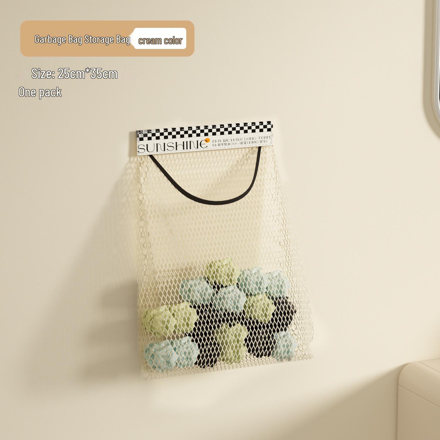 

Настенное хранилище кухонных мусорных пакетов большой вместимости с сетчатым карманом на липучке Two Velcro Strips