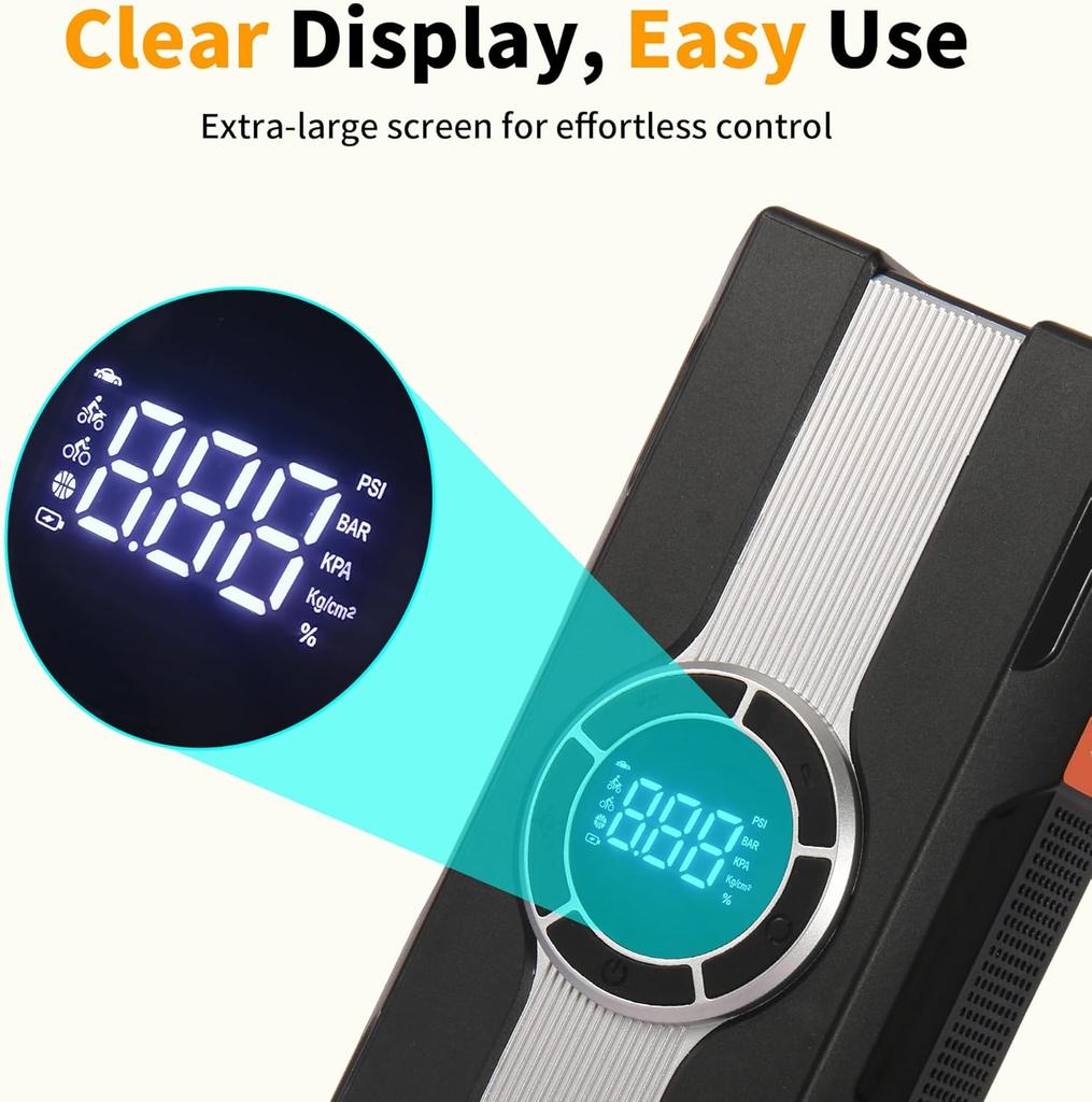 Portable 1000A Jump Starter with Air Compressor, 12V Car Battery Jumper, 150PSI Inflator & LED Light (MOBE-C01)