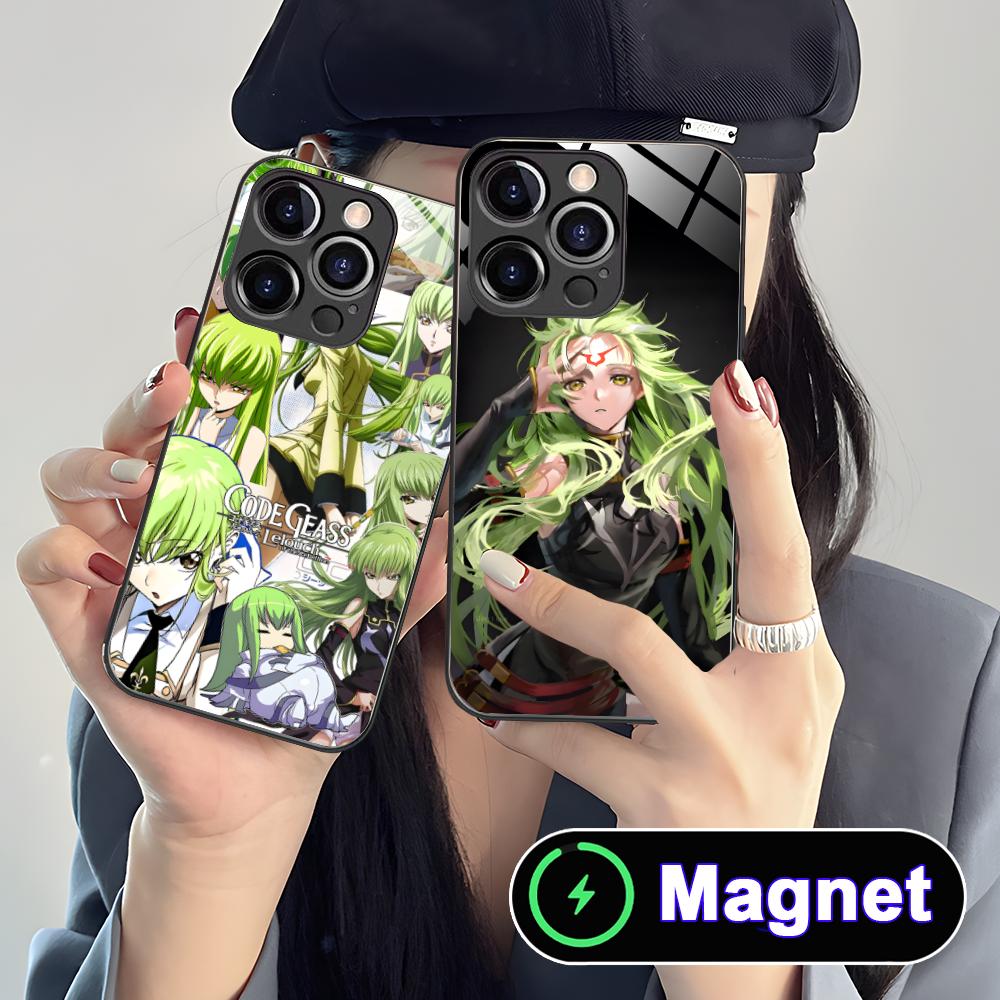 Anime Neon C.C Phone Case for iPhone 17 16 15 14 13 12 11 Air Pro Max Plus Mini Glass MagSafe Cover