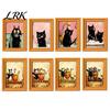 Cute Pumpkin Spooky Ornaments Wooden Black Cat Fridge Magnet, Seasonal Cartoon Kitchen Bathroom Decor, Autumn Home Decorations Theme Photo Frame