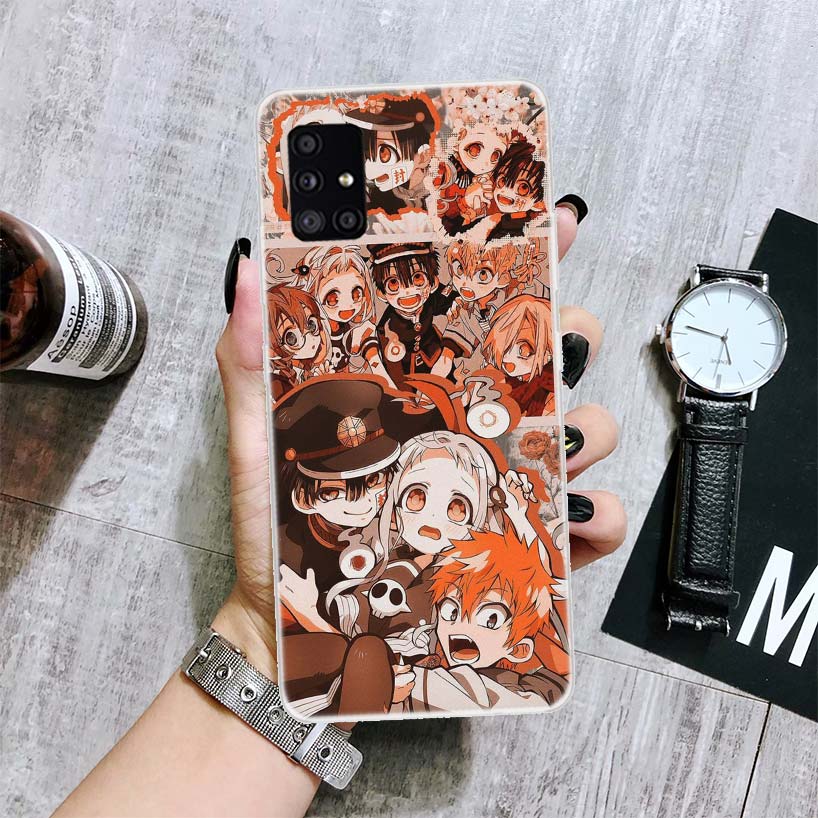 Capa de celular anime Hanako Kun com estampa de vaso sanitário para Samsung Galaxy A12 A22 A32 A42 A52 A72 A51 A71 5G A41 A31 A21 A02S M12 M21 M31 M30S