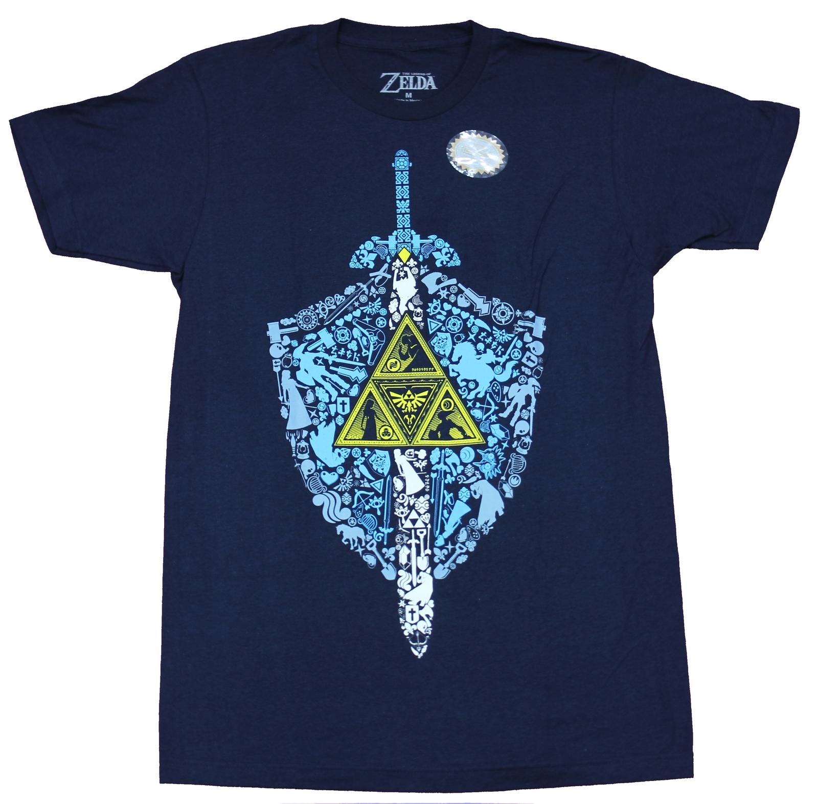 Legend of Zelda Mens T-shirt Shield Triforce Shield Made of Symbols XL