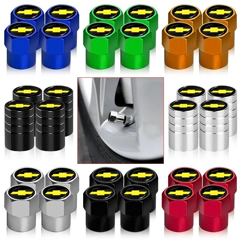4PCS Chrome Aluminum Anti-Lost Tire Valve Caps Compatible Chevrolet Colorado Cruze Spark Captiva Malibu Trax Aveo Camaro