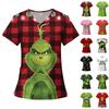 Women's Fashion Printed Short Sleeve V Neck Pattern Tops Pocket Working T-shirts
