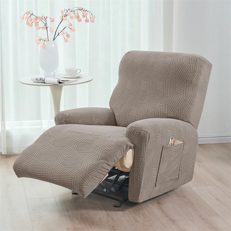 4Pcs/Set Jacquard Relax Recliner Sofa Cover Elastic 1Seater Split Armchair Chair Cover Removable Slipcover For Living Room Home