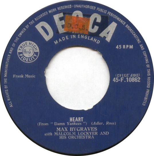 

7inch Record MAX BYGRAVES - Heart 45F10862 Decca 1957 UK Pop Used