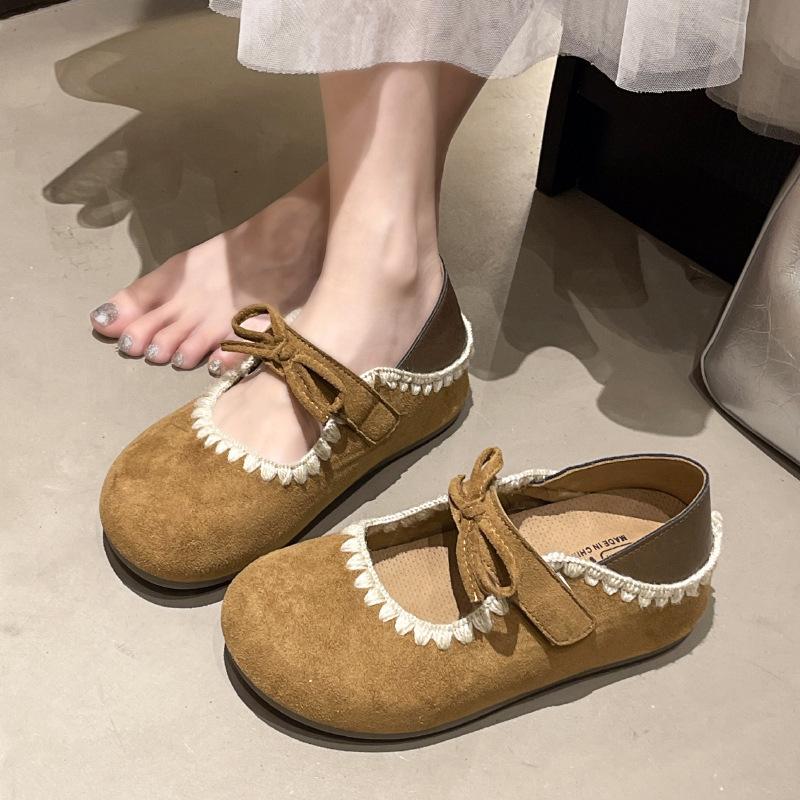 New Spring Leopard Print Mary Jane Shoes Women's Flat-soled Single Shoes Retro Versatile Casual Shoes Soft-soled Beanie Shoes Women