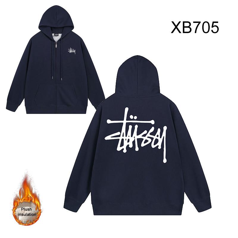 

Stussy 2023 Winter Thickened and Fleeced High Quality Cotton Stussy TEE Classic Basic Printed Zipper Hoodie