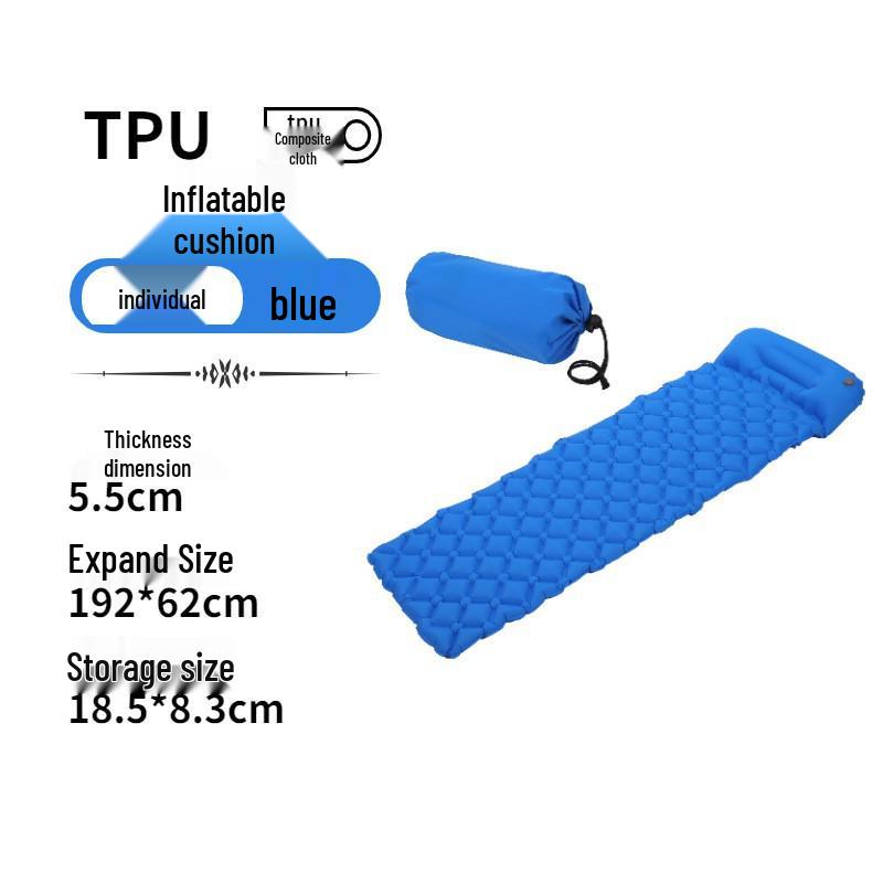Inflatable TPU Camping Pad with Foot-Pump and Connectable Design for Hiking and Mountaineering