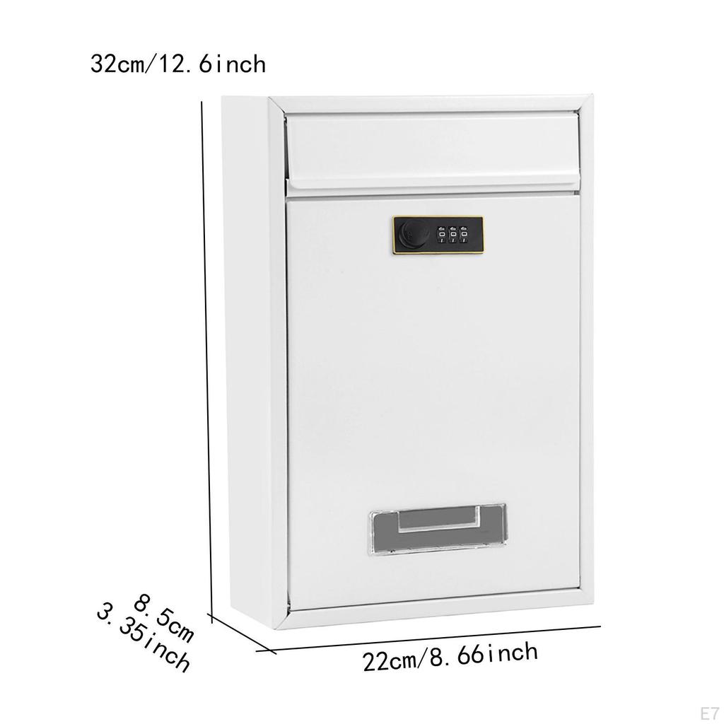 Combination Lock Security Mailbox Wall Mount 8.6x3.3x12.6inch for Gated Community Mail Collection