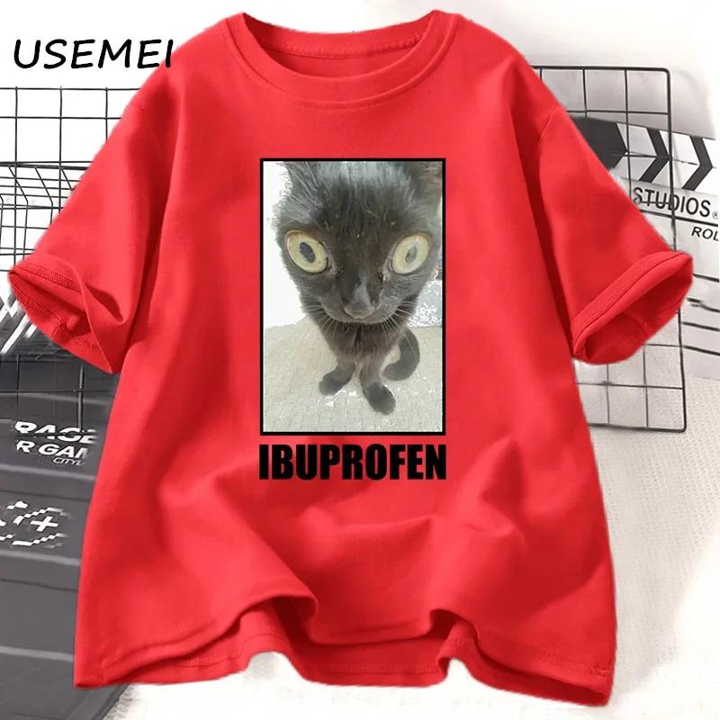 Funny Cat Ibuprofen Graphic T Shirts Unisex Unisex Cotton Tee Clothing Creativity Short Sleeve Fashion Casual Loose Tops Streetwear