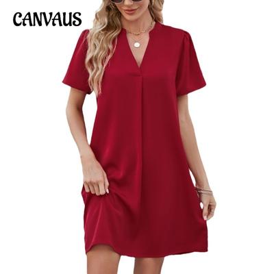 Sommer Damenkleid Lässig Locker Mode V-Ausschnitt Sexy Kleider