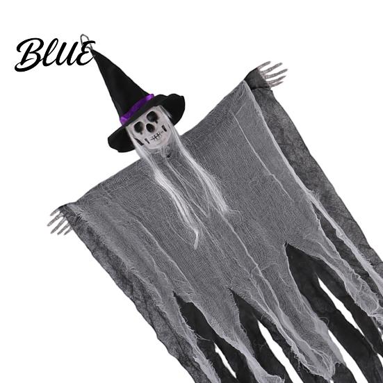 Haunted House Decorations 38" Halloween Hanging Witch Decoration Spooky Scary Flying Skeleton Ghost with Skull Decor for Outdoor Indoor Porch