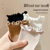Women's Black Frilly Mid-Calf Versatile Mori Style Scrunch Socks for Spring & Autumn