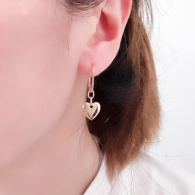 Exquisite Russian Purple Gold Glossy Peach Heart Simple And Exquisite Earrings Rose Gold Plated Fashion Love Earrings Jewelry