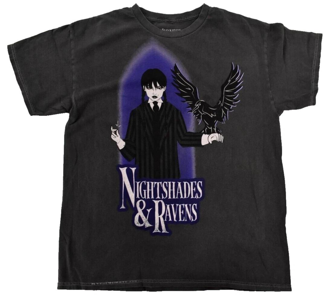 

Wednesday Mens Wednesday Addams Nightshades & Ravens Shirt NWT L, XL XL