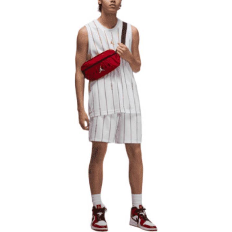 Air Jordan Stripe Logo Loose Breathable Mesh Sports Vest White Men's DM1381-100