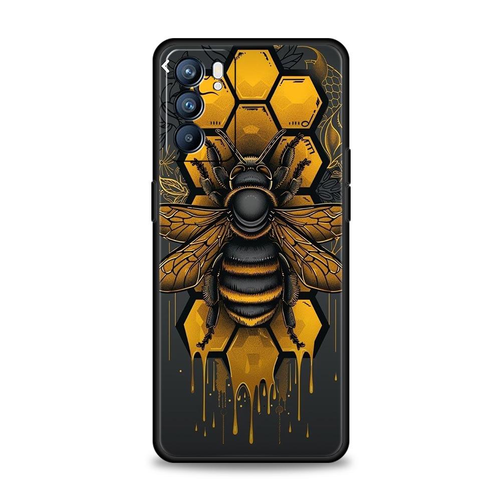Honeybee Flower Pattern Phone Case For Oppo Reno 13 12 11 10 7 F Find X5 X6 A98 A80 A79 A78 A57 A54 A31 A17 Pro Soft TPU Cover