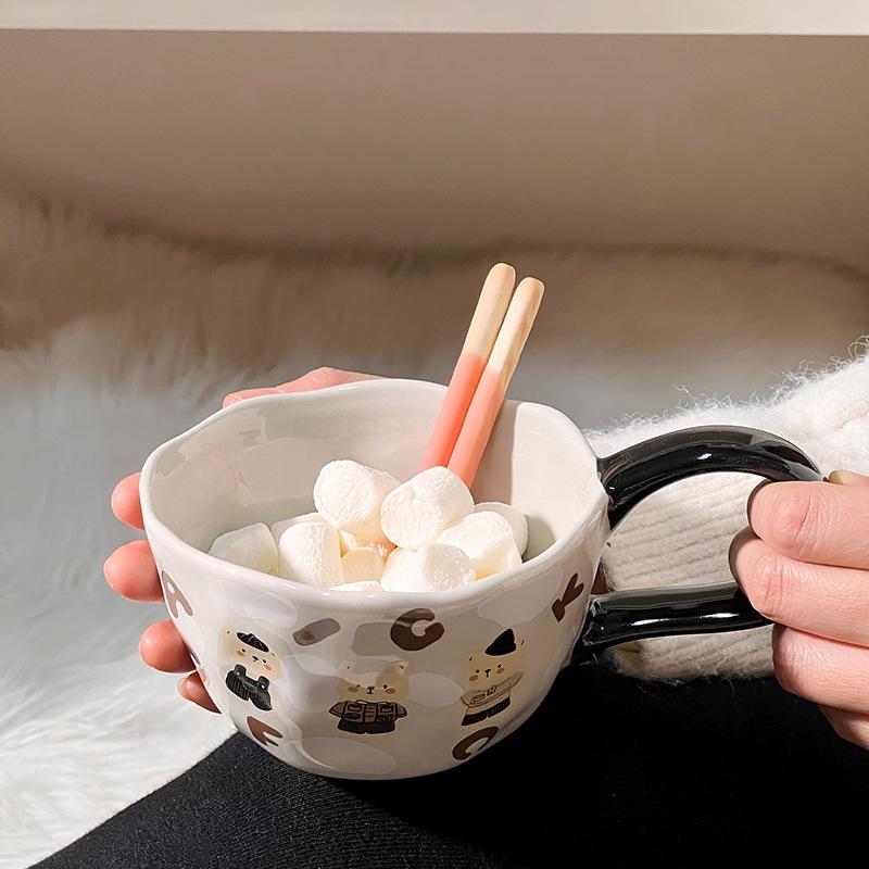 Ceramic Mug 300ML Cute Cartoon Creative Large Handle Coffee Afternoon Milk Juice Household Tea Cup Drinkware Gifts for Home-use