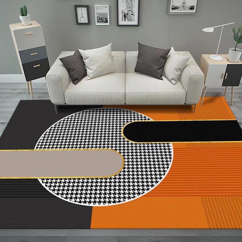 Soft Orange Living Room Carpet European Geometric Home Decoration Rug Washable Cloakroom Floor Mat Large Size Bedroom Rugs 2x3m