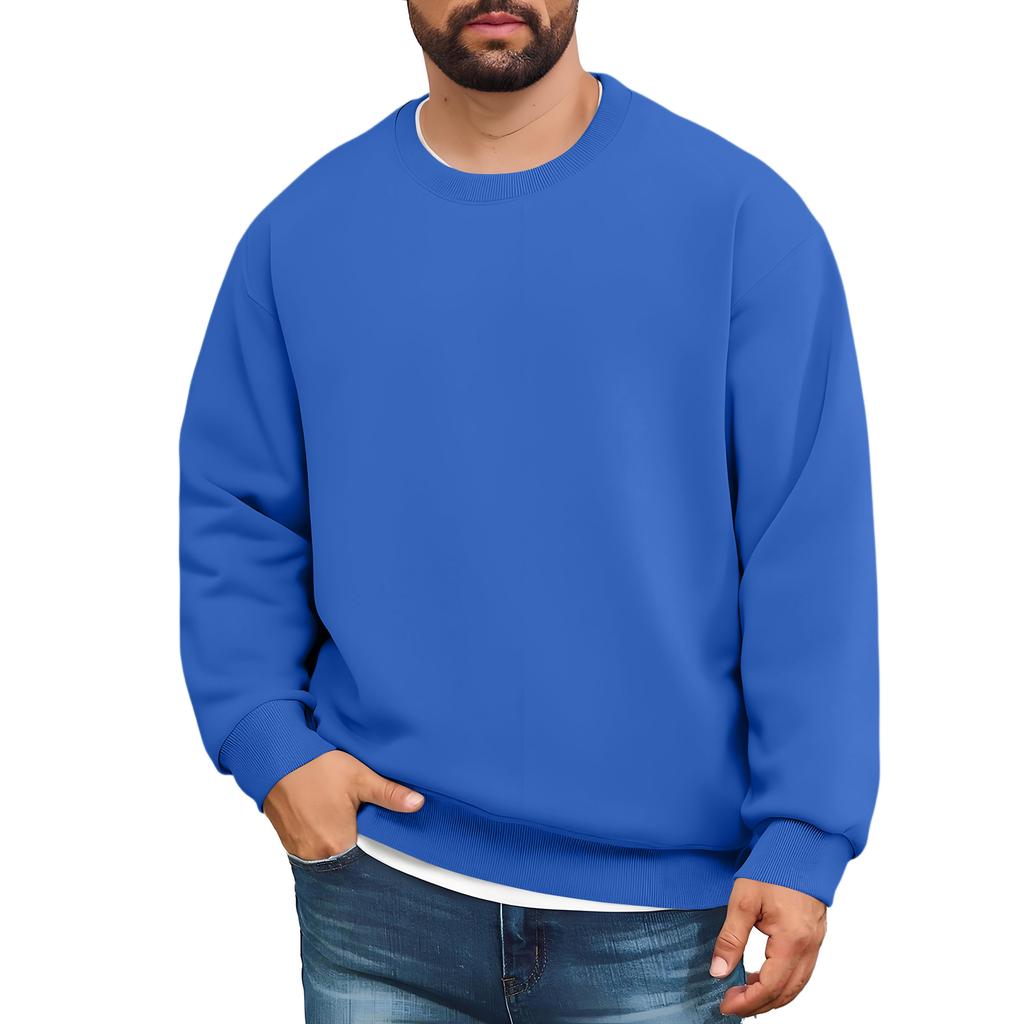 Men's Lined Sweatshirts Premium Heavy-weight Fleece Pullover Thick Thermal Sweatshirts