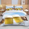 Beer Theme Bedding Set Beer Mug Food Print Duvet Cover and Pillowcase Set for Adult Men Bedroom Home Decor
