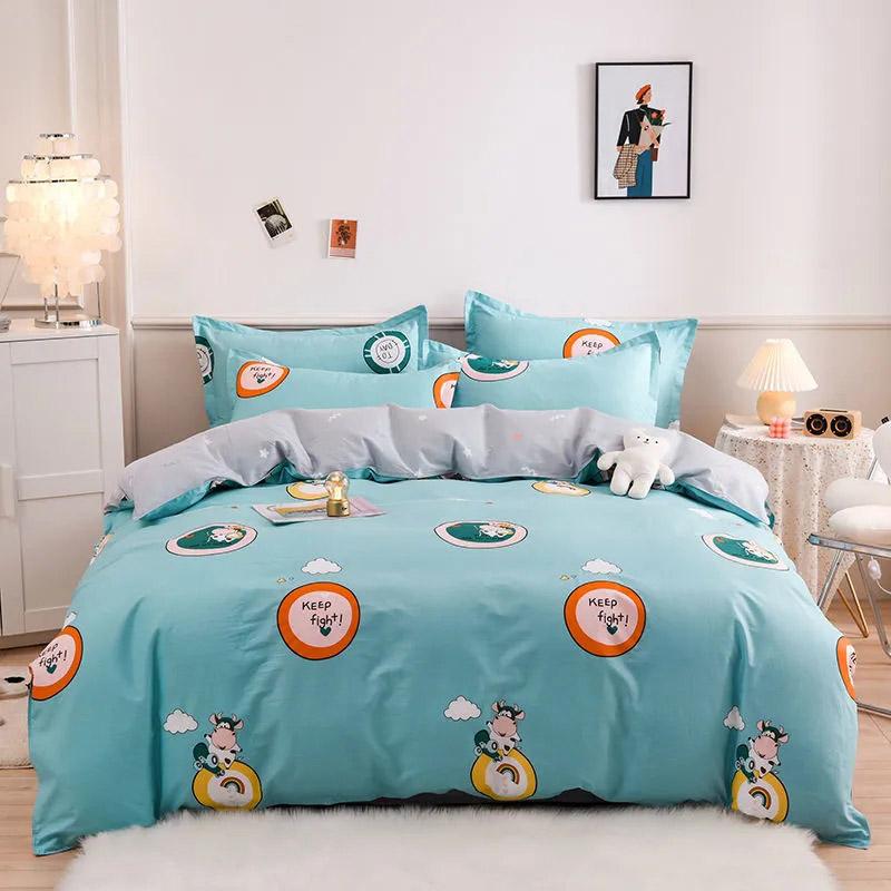 Cămin 1,2m Pătură de pat Husă de plapumă Cearșaf Set din trei piese Imprimeu Cuvertură Față de pernă Set de lenjerie de pat Bumbac Confort Lenjerie de pat Set din patru piese