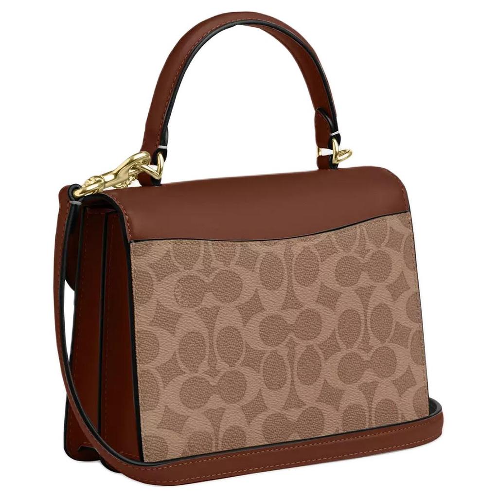 Coach Courtney 20 Brand Print Shoulder Bag Coated Canvas And Glossy Calfskin Crossbody Tote Small Women Bags Brown CCE22-IMXHE