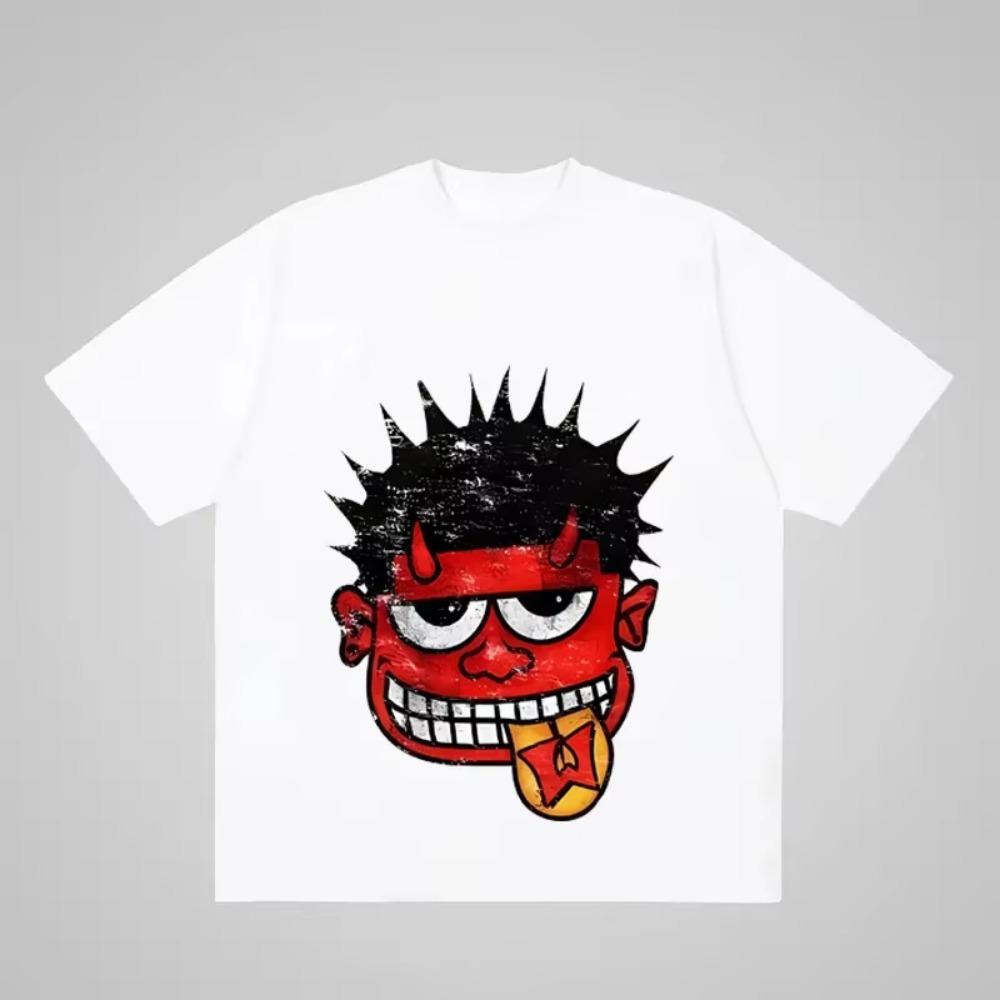 Street Wear Y2K Clothing T-shirt Men's Printed Hip Hop Cartoon Print T-shirt Gothic 100% Cotton Breathable Short Sleeve