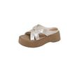 Thick-bottomed cool slippers for women's summer wear, new cross-strapped flat-bottomed high-end skirt one-word slippers