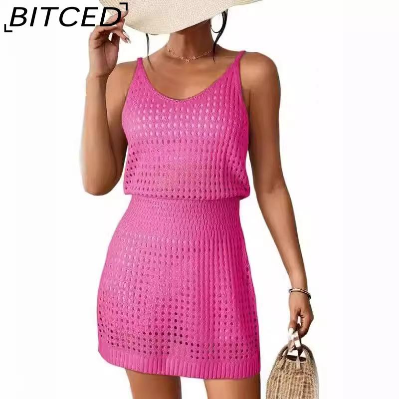 BITCED Sexy Knit Strapless Dress Fitted Strapless Dress Lace-Up Beach Dress