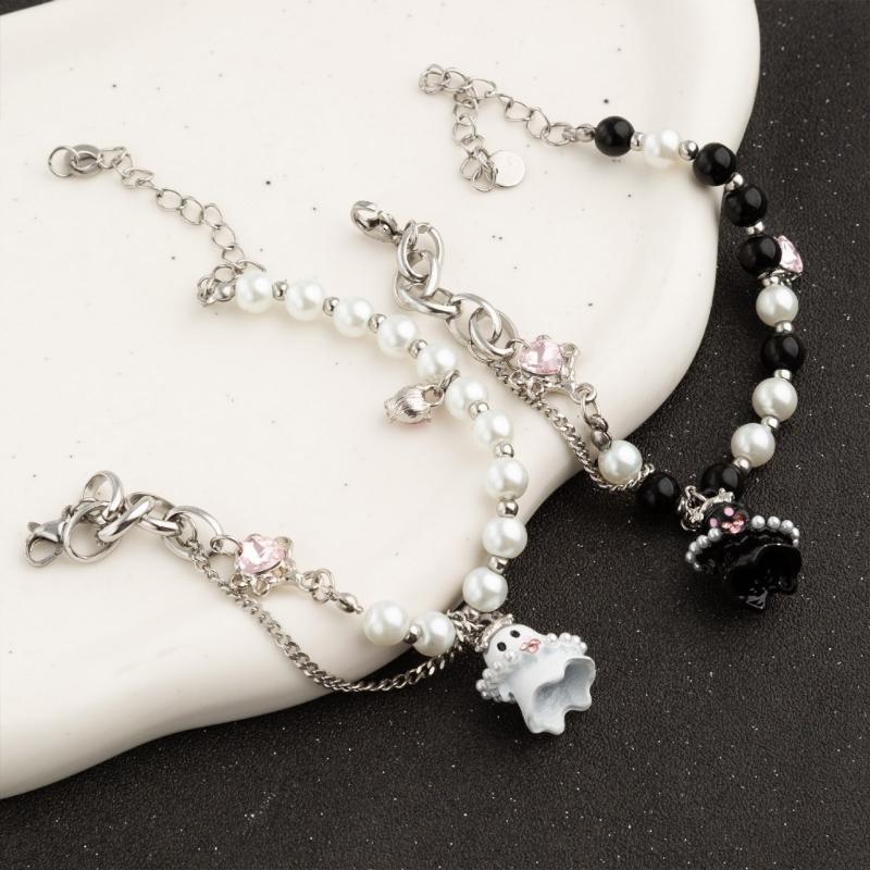 Exquisite Black White Beaded Little Specter Bracelets for Women Sweet Bracelets