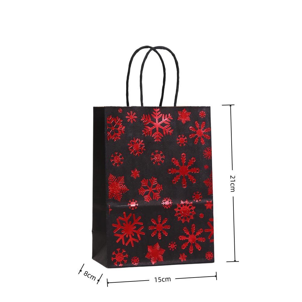 12/30pcs Christmas Black Red Foil Paper Tote Bags Reusable Gift Favor Bags for Holiday Packaging Candy Cookies Retail Party