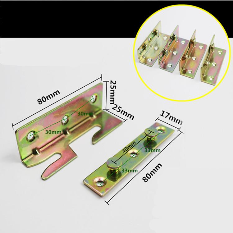 4pair Metal Bed Bracket Hinge Fastener Wood Board Connector for Bed Fixed Corner Bed Beam Support Furniture Hardware Fittings